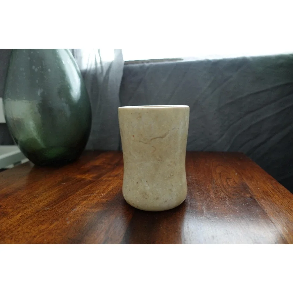 Vintage‎ marble solid tumbler cream color 4.5x 3 inches